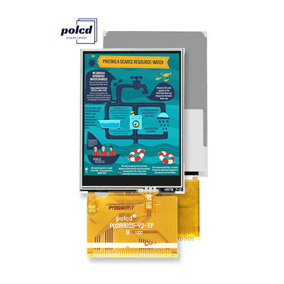 Polcd 2.8 بوصة بزاوية عرض كاملة TFT LCD تعمل باللمس لوحة IPS قابلة للقراءة أشعة الشمس